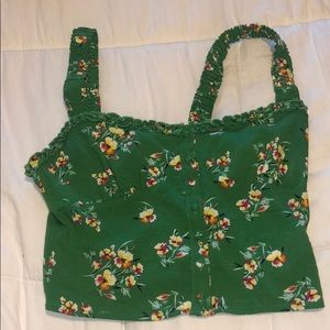 Green floral tank/crop top